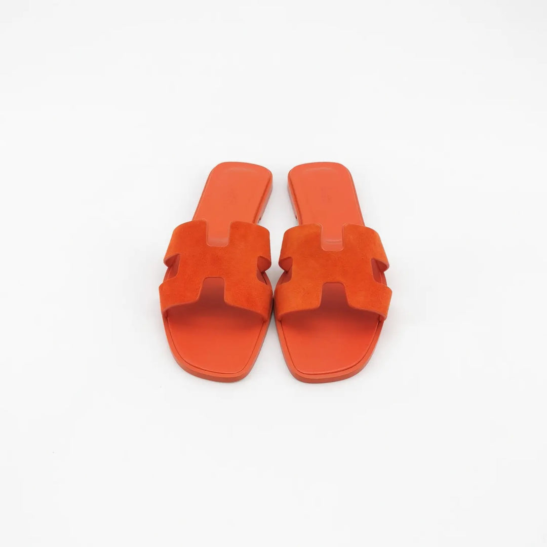 HERMÈS H ORAN SUEDE GOATSKIN MULES