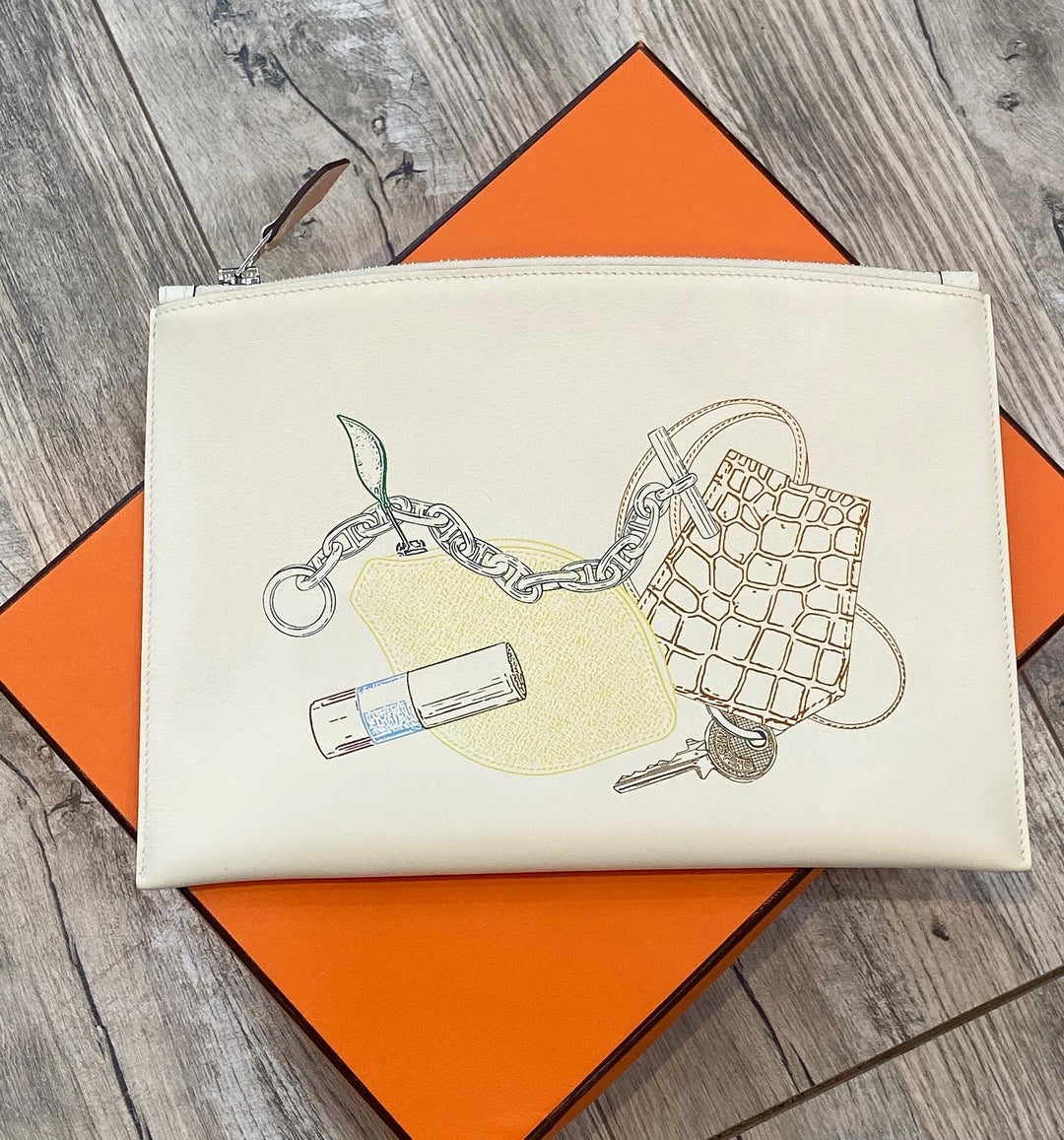 HERMÈS SWIFT LEATHER BAZAR IN &amp; OUT POUCH