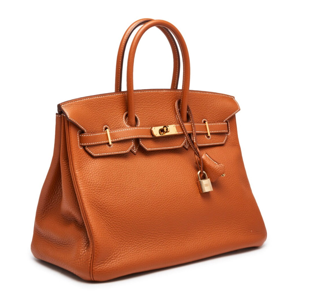 HERMÈS GOLD TAURILLON CLEMENCE LEATHER GOLD BIRKIN 35 HANDBAG