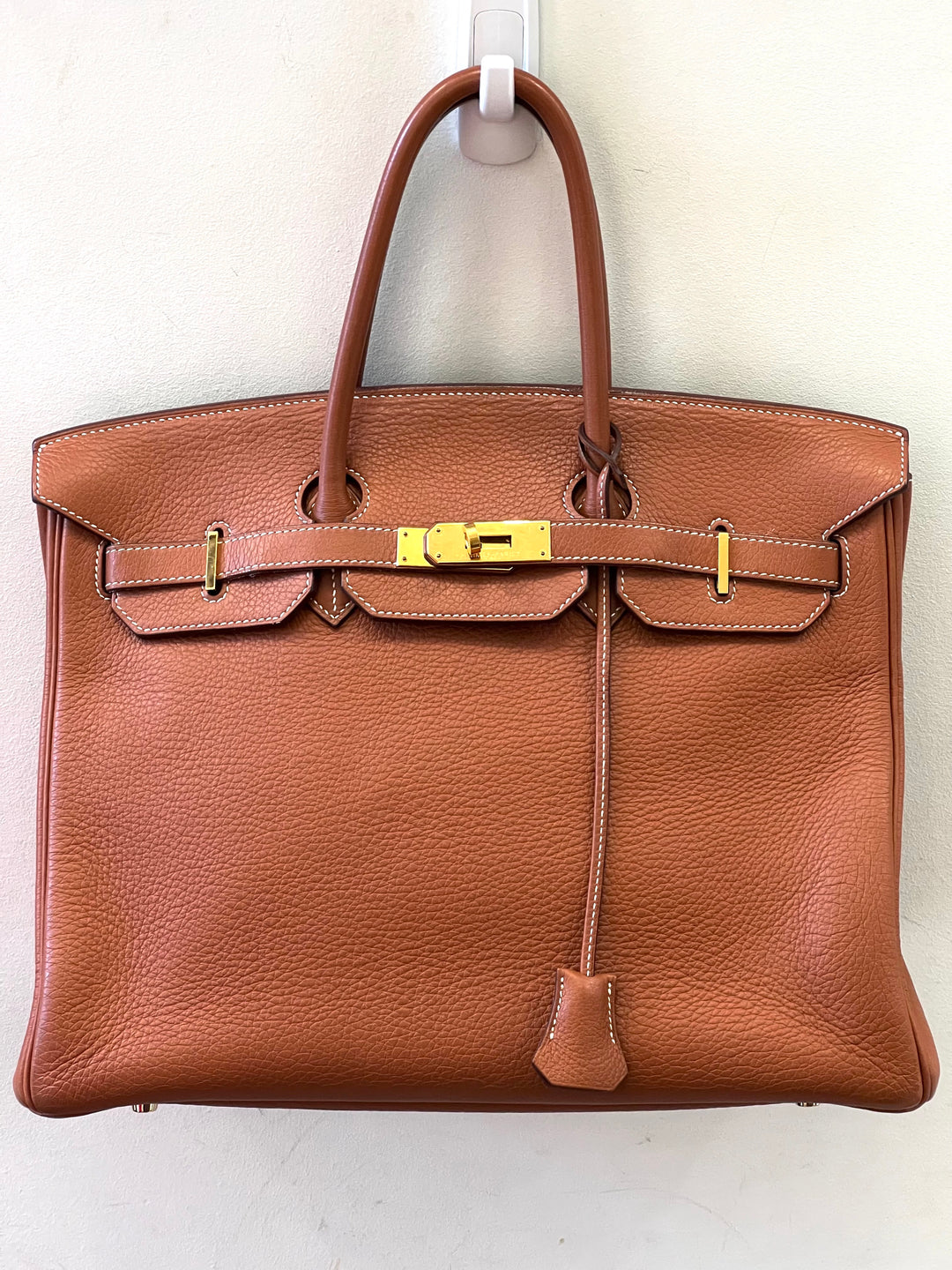HERMÈS GOLD TAURILLON CLEMENCE LEATHER GOLD BIRKIN 35 HANDBAG