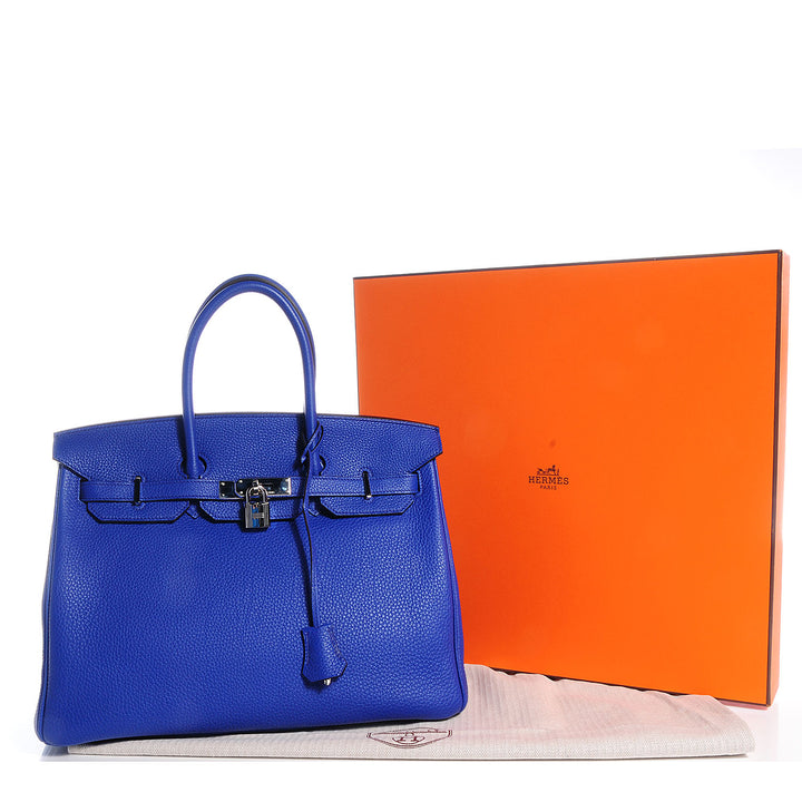 HERMÈS TOGO LEATHER BIRKIN 35 HANDBAG IN BLEU ELECTRIQUE