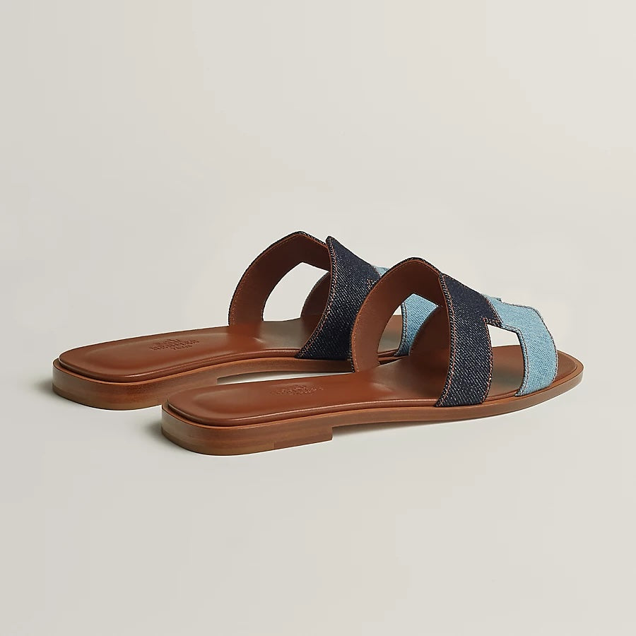 HERMÈS TWO-TONE DENIM ORAN SANDALS