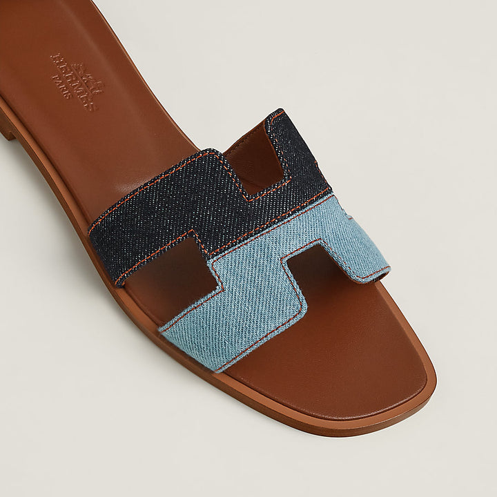 HERMÈS TWO-TONE DENIM ORAN SANDALS