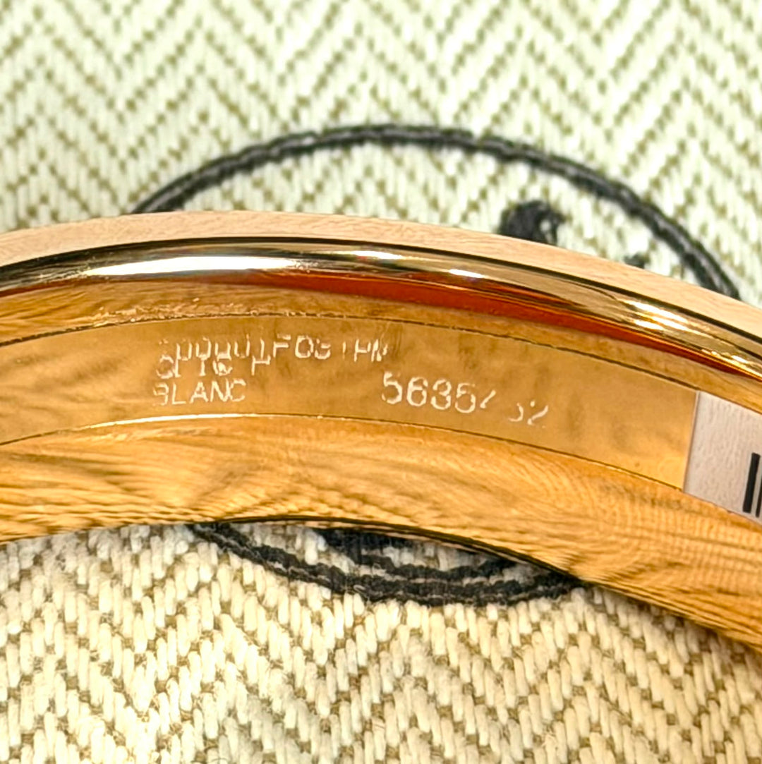HERMÈS CLIC CLAC H ENAMEL BRACELET PM IN BLANC