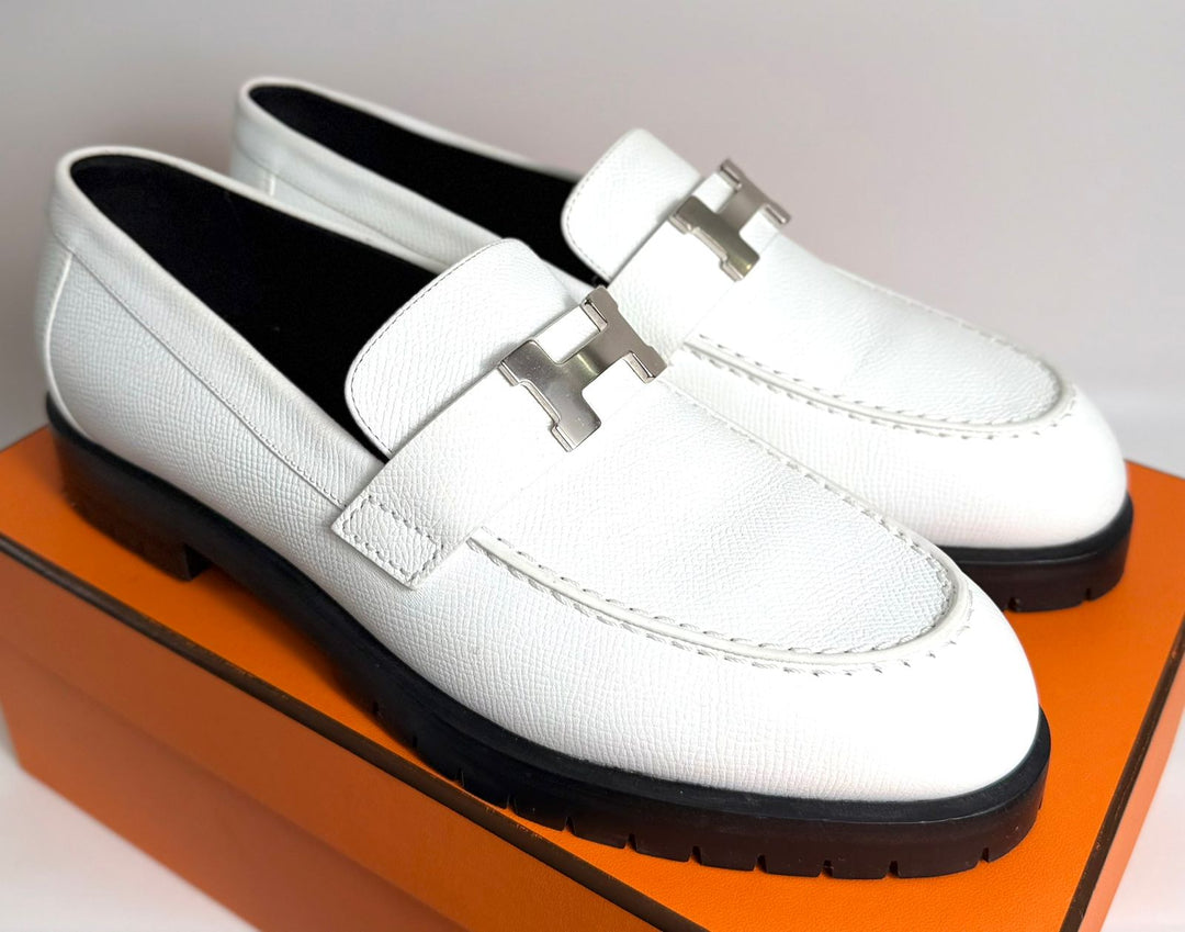 HERMÈS FAUBORG EPSOM CALFSKIN LEATHER LOAFERS