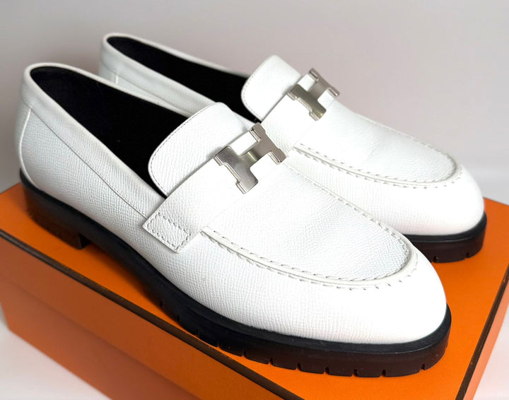 HERMÈS FAUBORG EPSOM CALFSKIN LEATHER LOAFERS