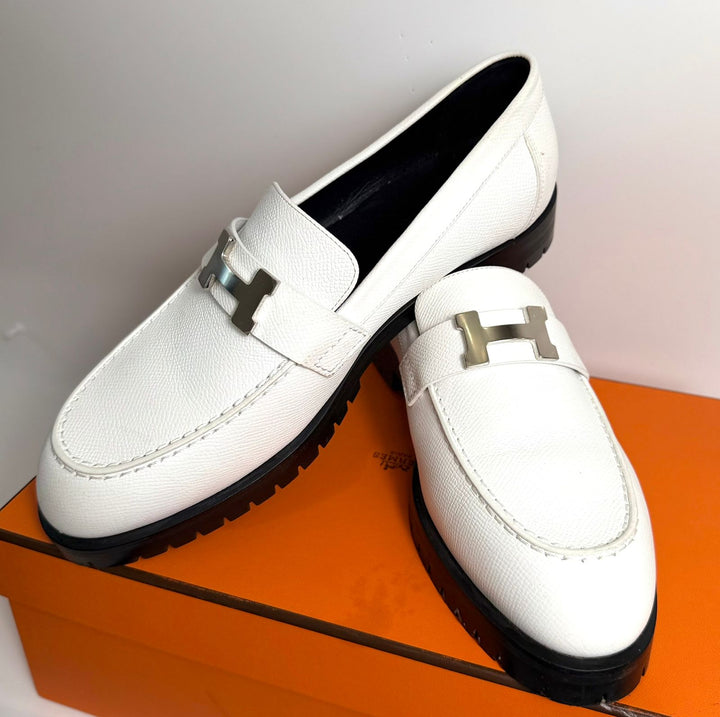 HERMÈS FAUBORG EPSOM CALFSKIN LEATHER LOAFERS