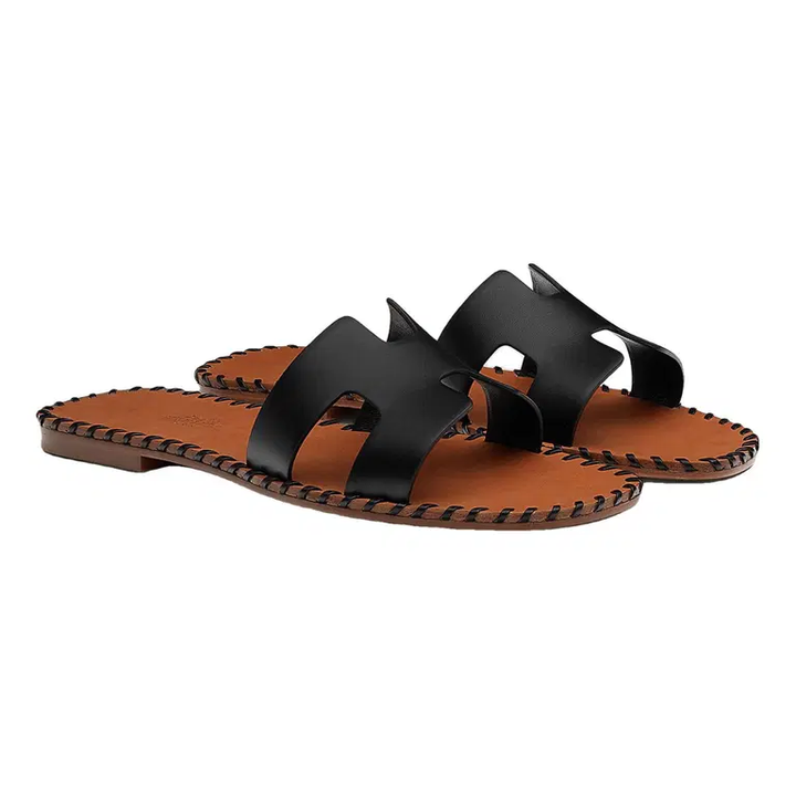 HERMÈS CALFSKIN BRAIDED ORAN SANDALS