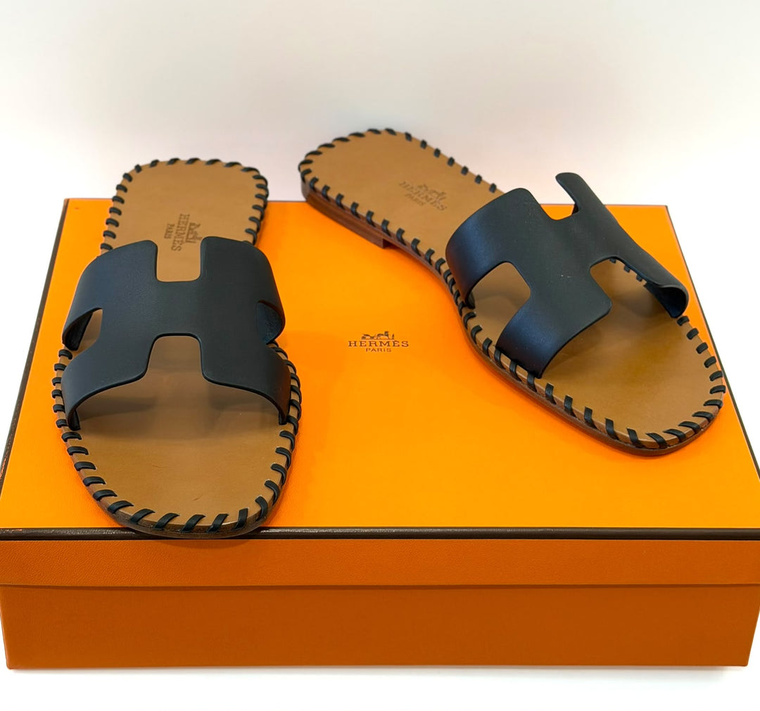 HERMÈS CALFSKIN BRAIDED ORAN SANDALS