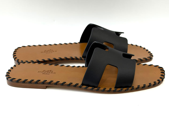 HERMÈS CALFSKIN BRAIDED ORAN SANDALS