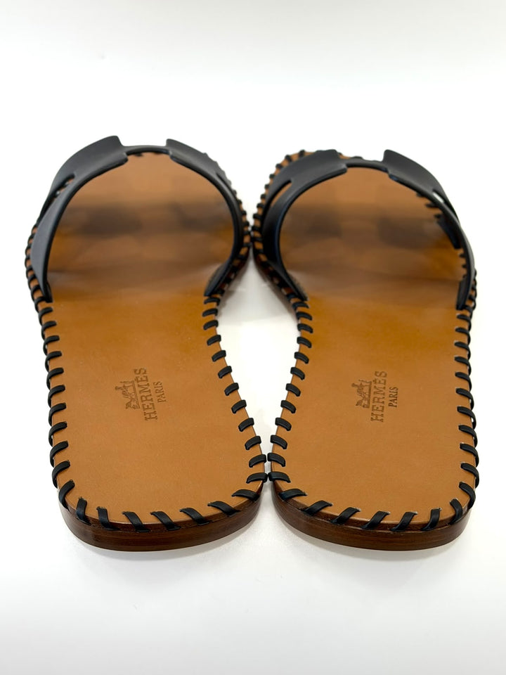 HERMÈS CALFSKIN BRAIDED ORAN SANDALS