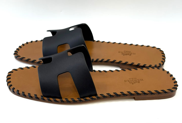 HERMÈS CALFSKIN BRAIDED ORAN SANDALS
