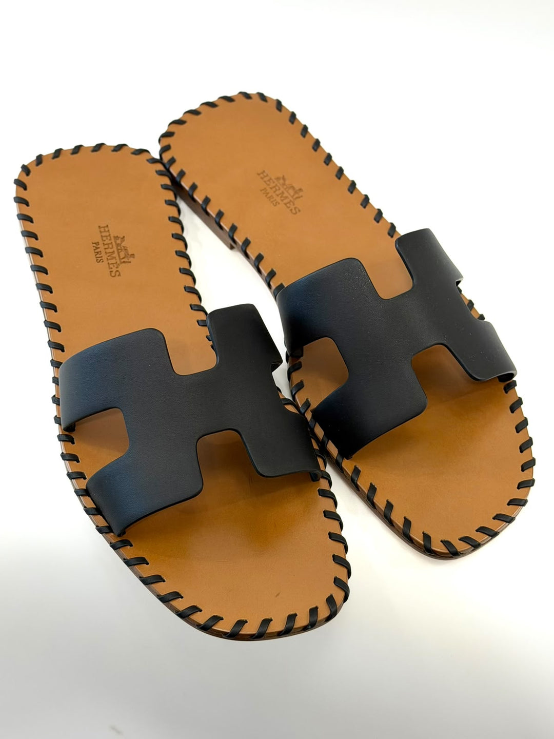 HERMÈS CALFSKIN BRAIDED ORAN SANDALS