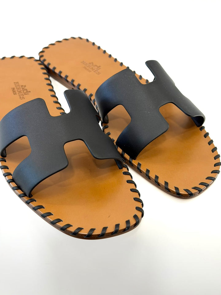 HERMÈS CALFSKIN BRAIDED ORAN SANDALS