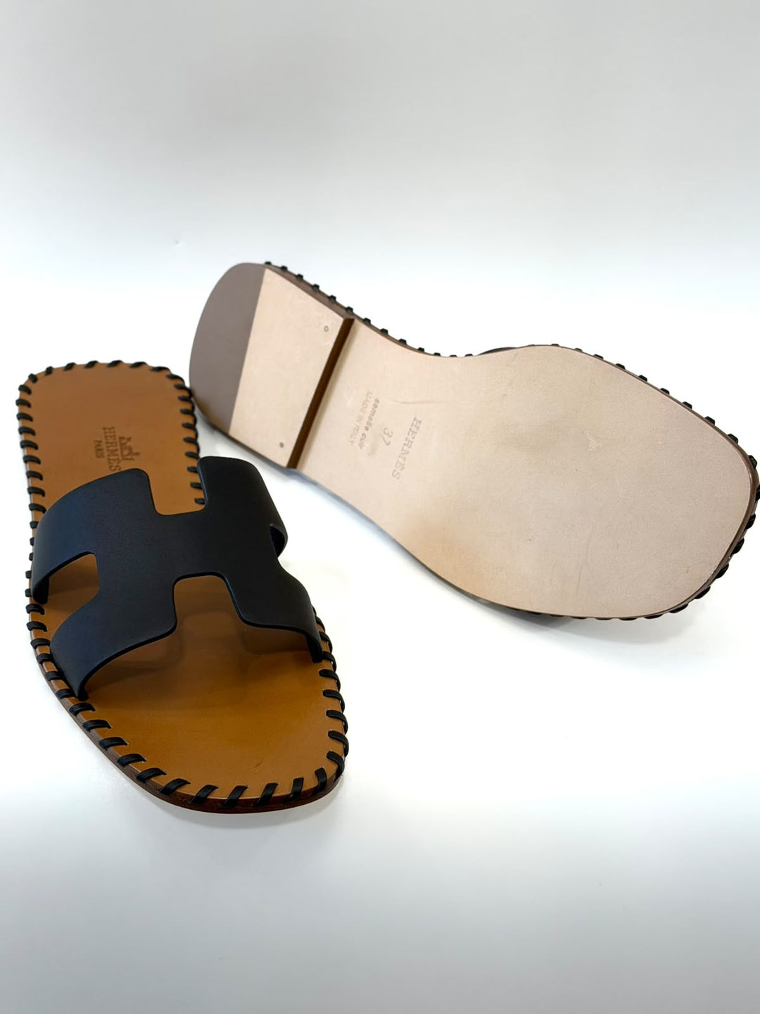 HERMÈS CALFSKIN BRAIDED ORAN SANDALS