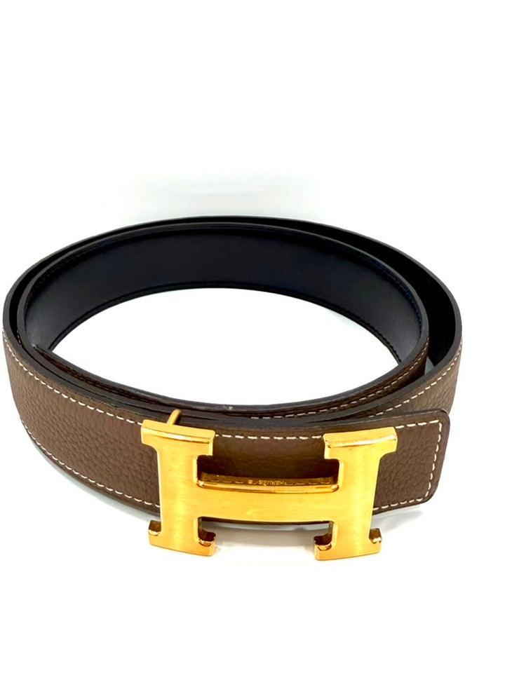 HERMÈS CONSTANCE CALFSKIN LEATHER REVERSIBLE BELT