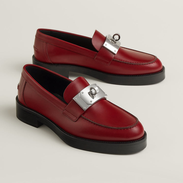 HERMÈS HOT KELLY BUCKLE CALFSKIN LEATHER LOAFERS