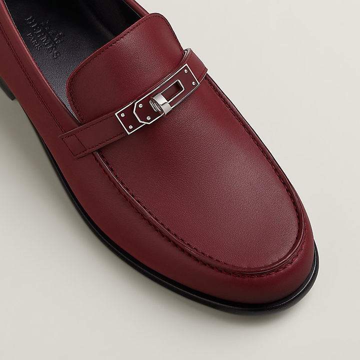 HERMÈS HOT KELLY BUCKLE CALFSKIN LEATHER LOAFERS