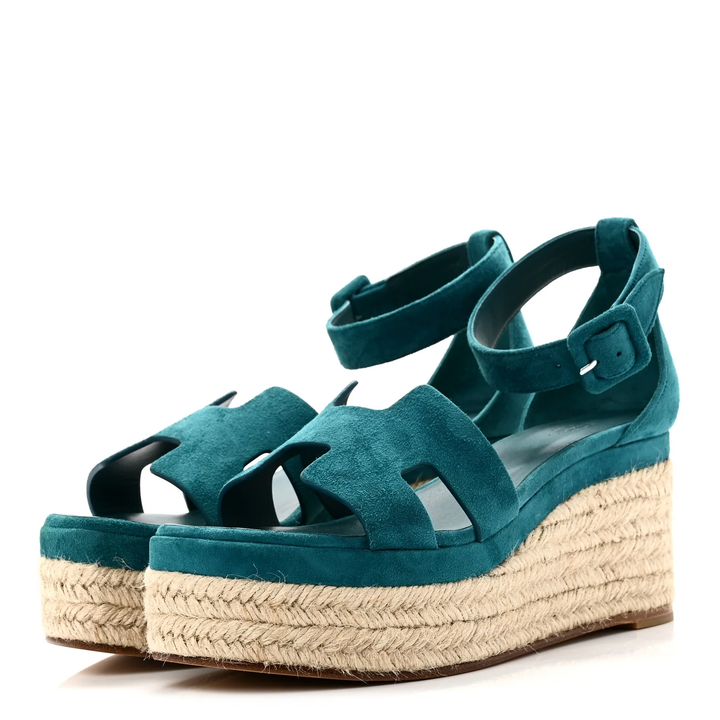 HERMÈS ELDA SUEDE WEDGE HEEL ESPADRILLES
