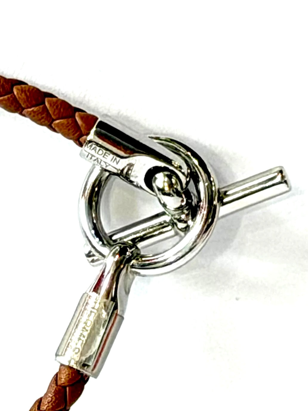 HERMÈS BRAIDED SWIFT CALFSKIN LEATHER GLENAN TOGGLE BRACELET