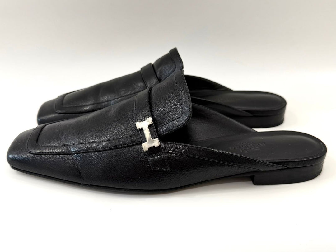 HERMÈS GOATSKIN LEATHER GROUPIE MULES