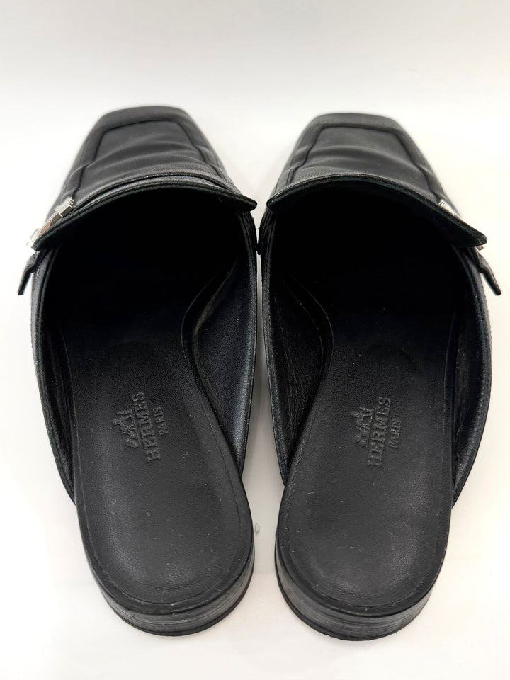HERMÈS GOATSKIN LEATHER GROUPIE MULES