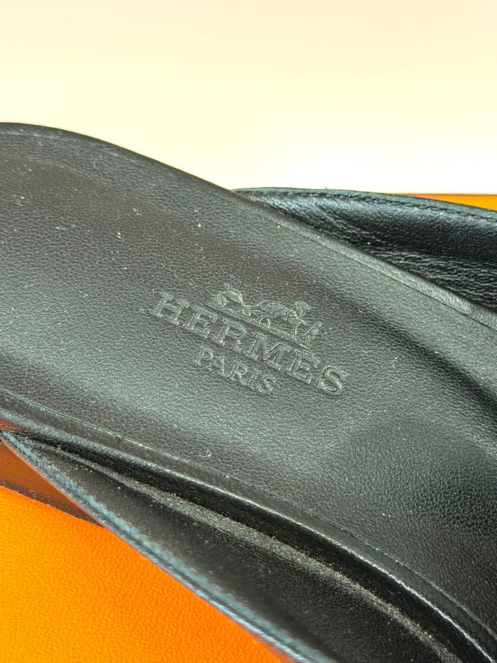 HERMÈS GOATSKIN LEATHER GROUPIE MULES