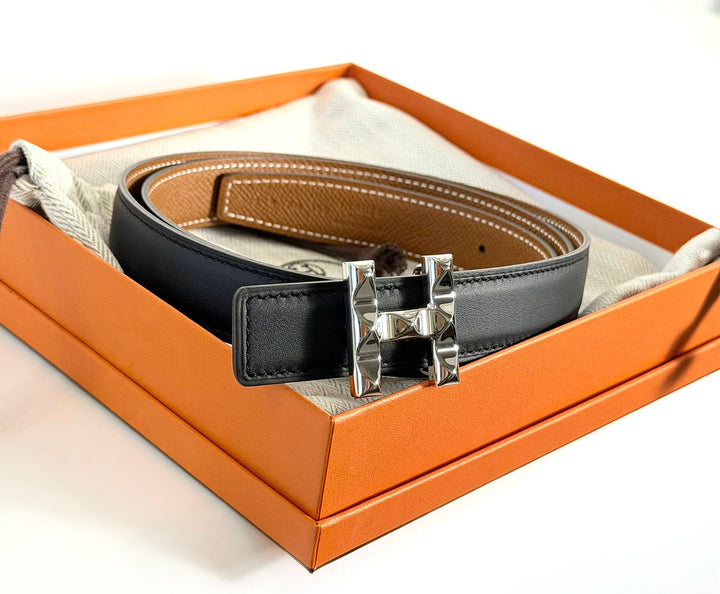 HERMÈS H BELT BUCKLE REVERSIBLE LEATHER STRAP BELT