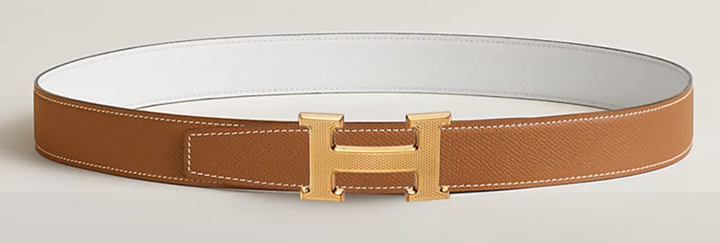 HERMÈS H GUILLOCHEE GOLD BUCKLE BELT