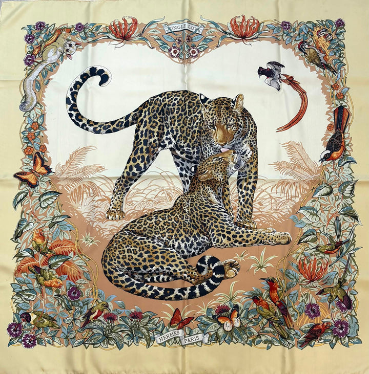 HERMÈS “JUNGLE LOVE” SILK TWILL CARRÉ SCARF