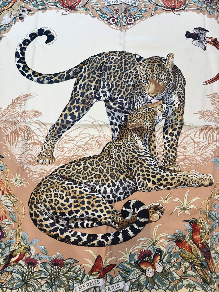 HERMÈS “JUNGLE LOVE” SILK TWILL CARRÉ SCARF