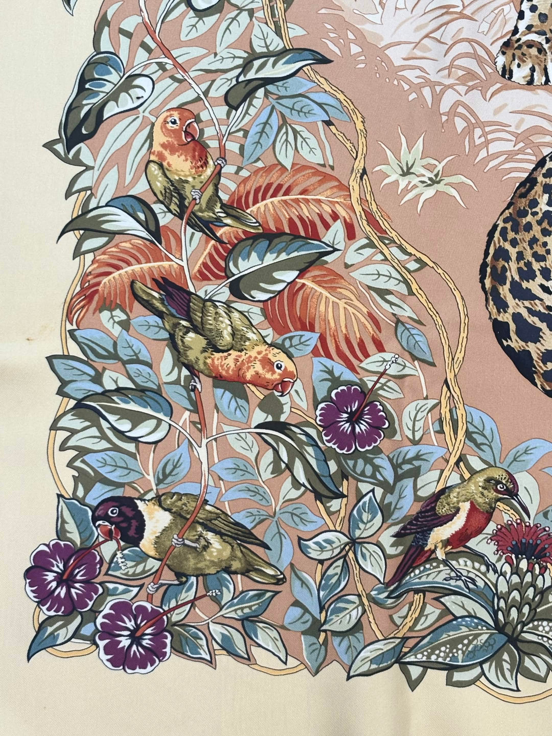 HERMÈS “JUNGLE LOVE” SILK TWILL CARRÉ SCARF