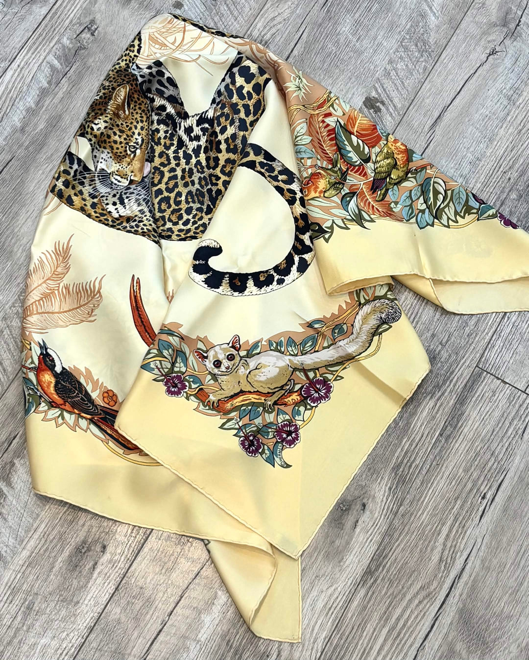 HERMÈS “JUNGLE LOVE” SILK TWILL CARRÉ SCARF