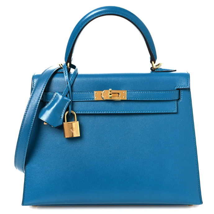 HERMÈS KELLY SELLIER 25 BLEU IZMIR SHOULDER BAG