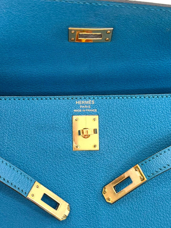 HERMÈS KELLY SELLIER 25 BLEU IZMIR SHOULDER BAG