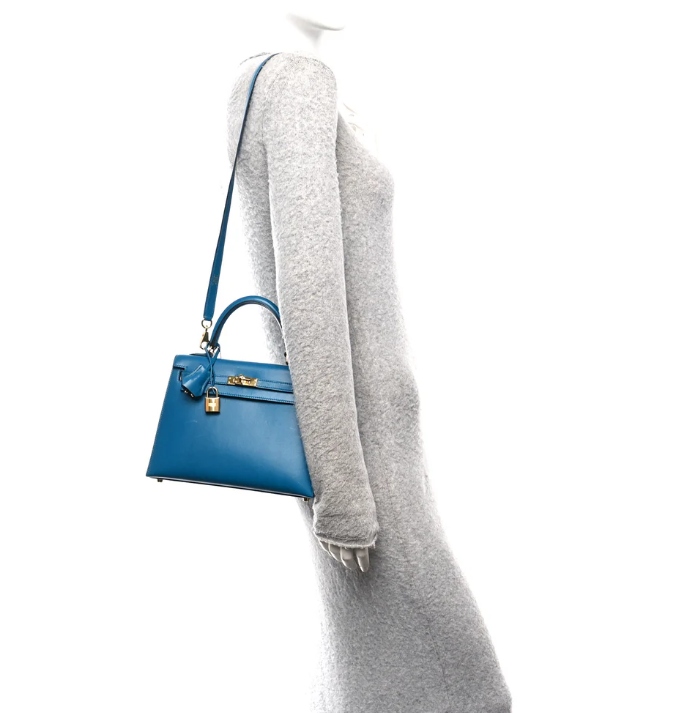 HERMÈS KELLY SELLIER 25 BLEU IZMIR SHOULDER BAG