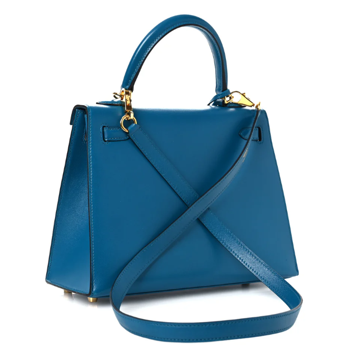 HERMÈS KELLY SELLIER 25 BLEU IZMIR SHOULDER BAG