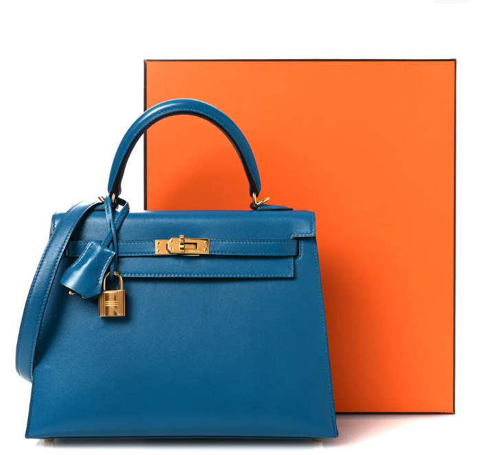 HERMÈS KELLY SELLIER 25 BLEU IZMIR SHOULDER BAG
