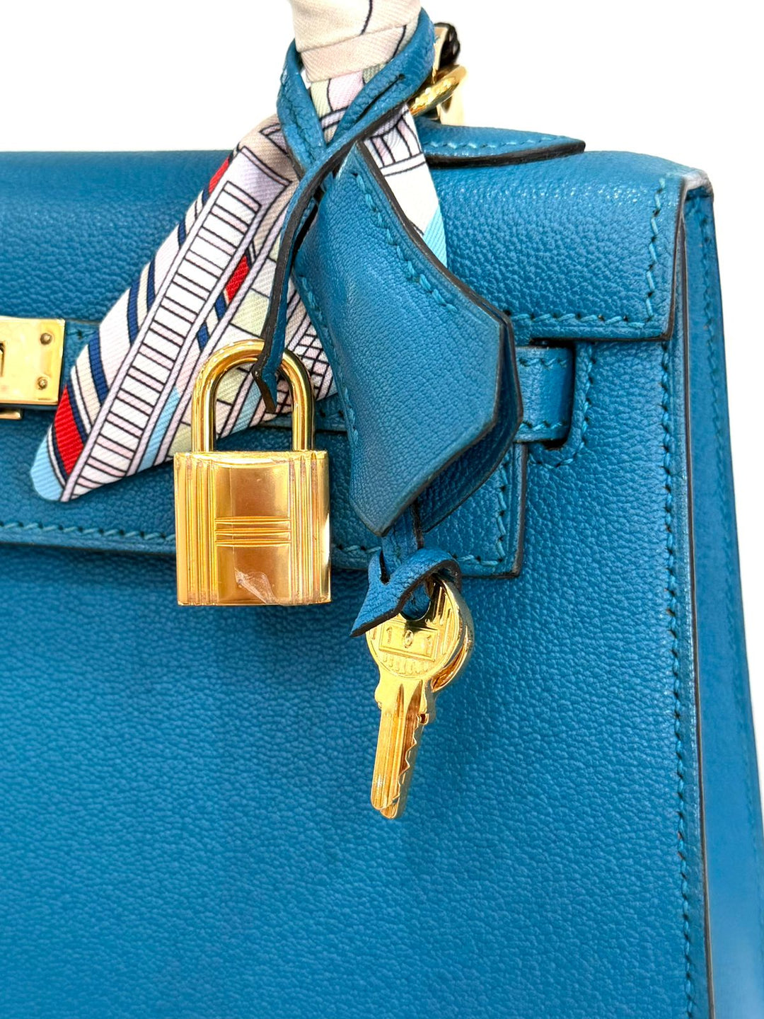 HERMÈS KELLY SELLIER 25 BLEU IZMIR SHOULDER BAG