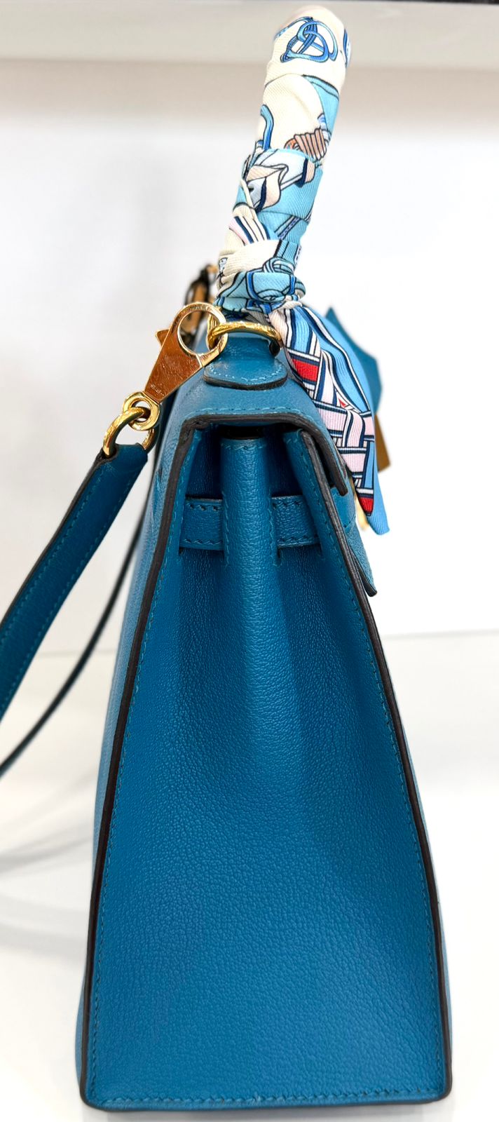 HERMÈS KELLY SELLIER 25 BLEU IZMIR SHOULDER BAG