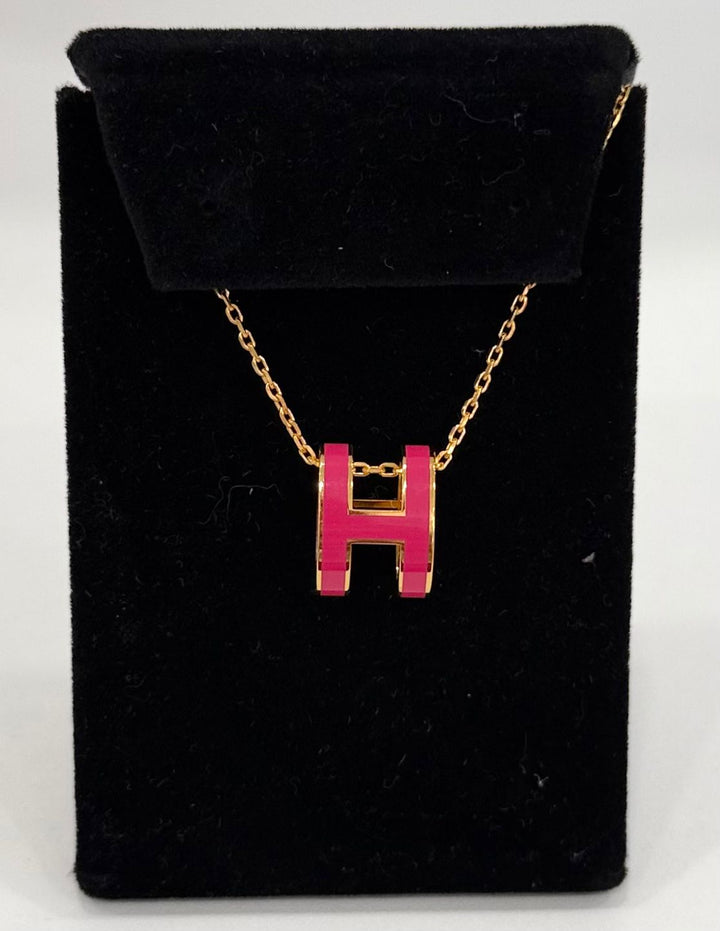 HERMÈS LACQUERED GOLD POP H PENDANT NECKLACE