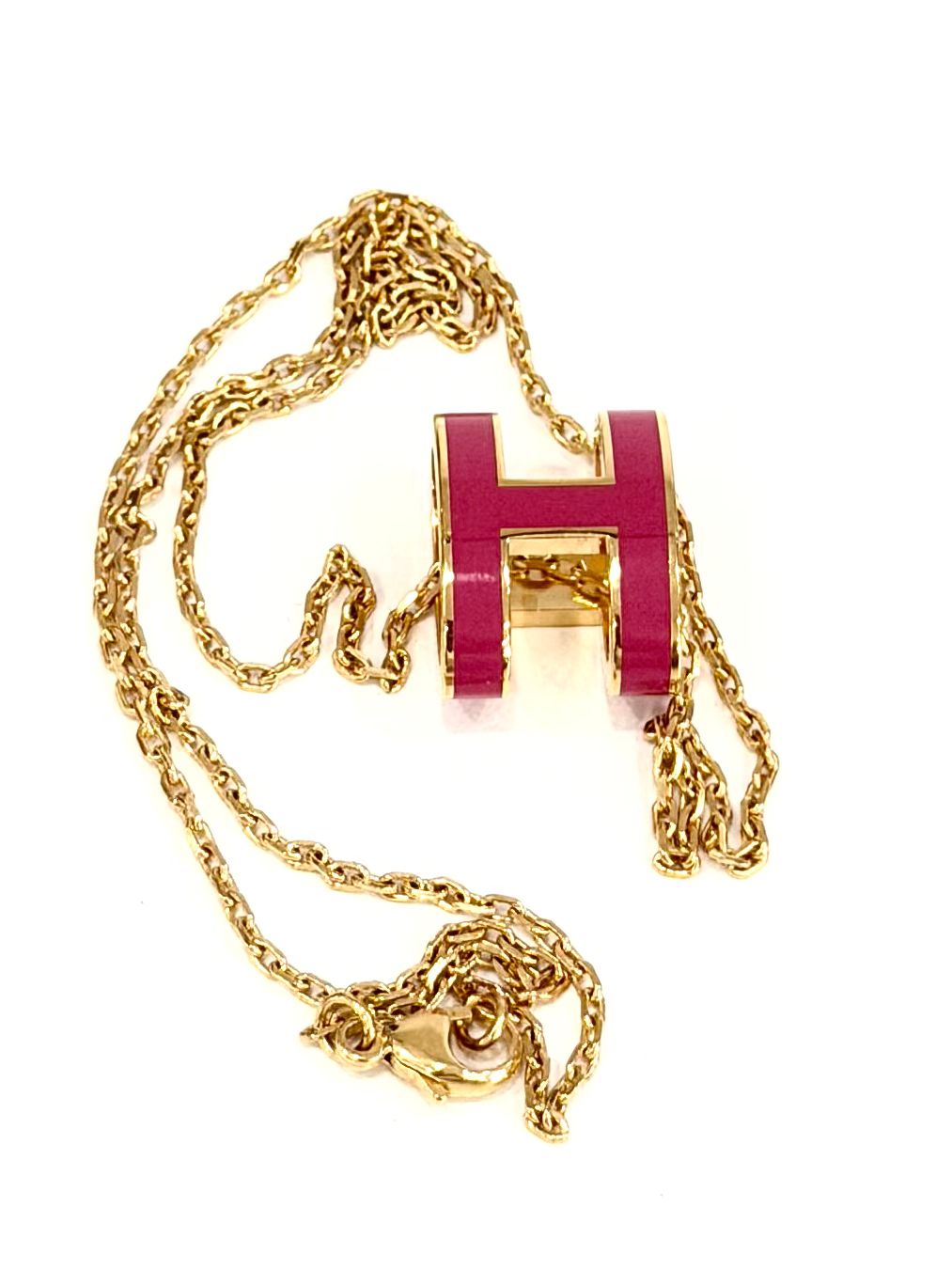 HERMÈS LACQUERED GOLD POP H PENDANT NECKLACE