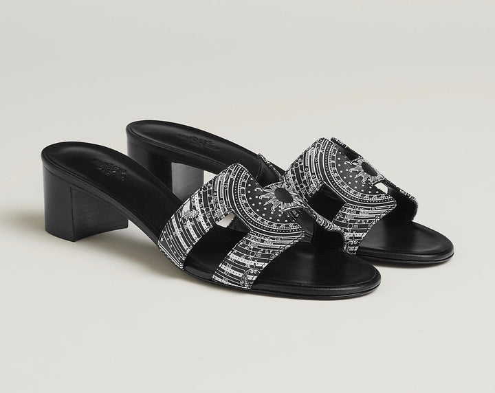 HERMÈS ASTROLOGIE BANDANA OASIS CALFSKIN MULES