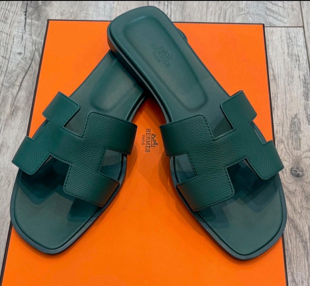 HERMÈS ORAN EPSOM CALFSKIN LEATHER MULES
