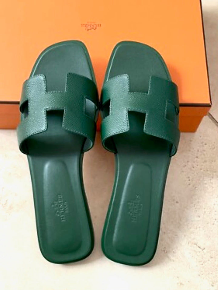 HERMÈS ORAN EPSOM CALFSKIN LEATHER MULES
