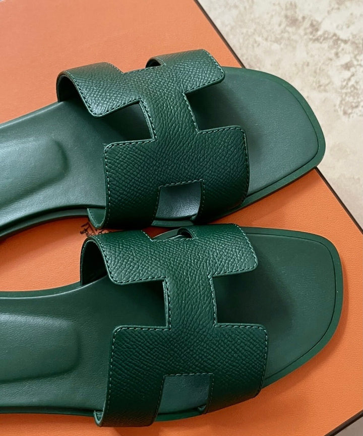 HERMÈS ORAN EPSOM CALFSKIN LEATHER MULES