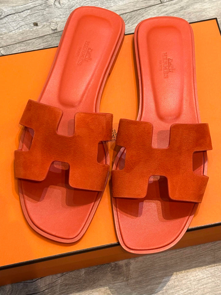 HERMÈS H ORAN SUEDE GOATSKIN MULES
