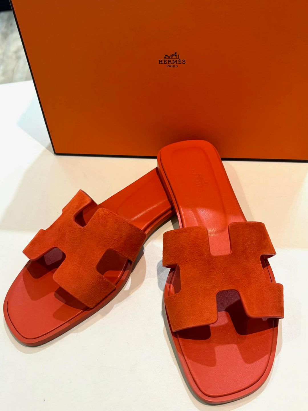 HERMÈS H ORAN SUEDE GOATSKIN MULES