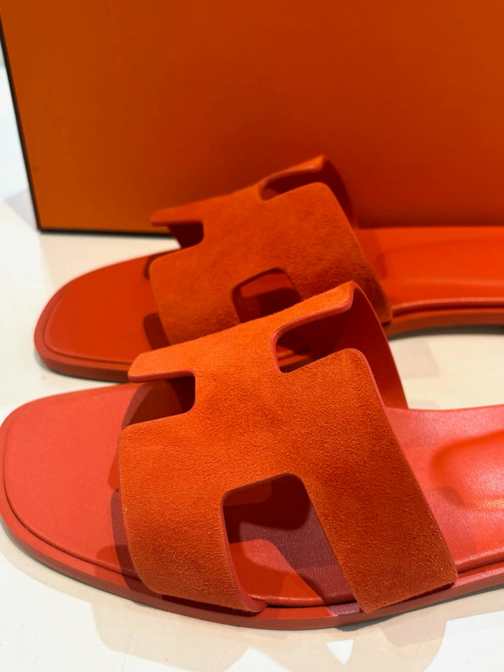 HERMÈS H ORAN SUEDE GOATSKIN MULES