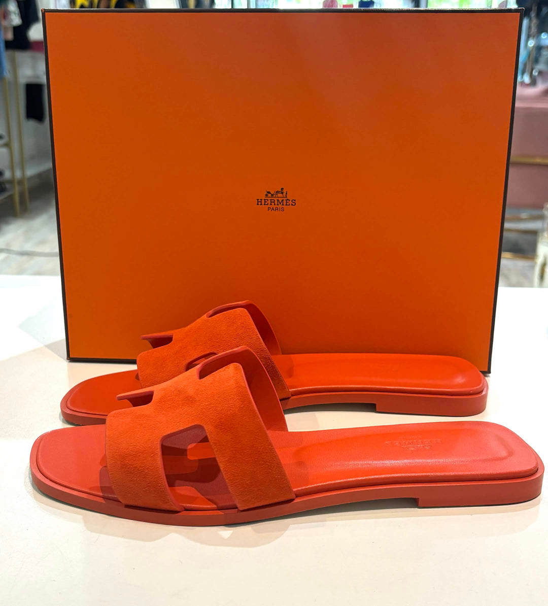 HERMÈS H ORAN SUEDE GOATSKIN MULES
